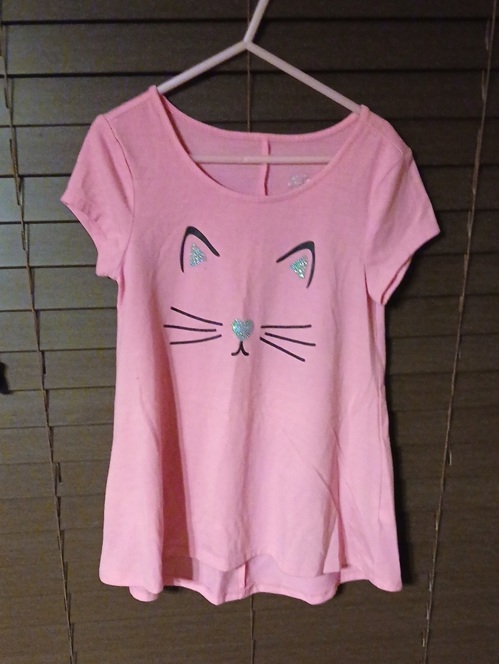Justice Pink Cat Face Short Sleeve Tee